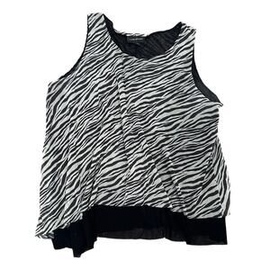 Lane Bryant Women's Blouse Top Black Zebra Animal Print Sleeveless  Flowy 26/28‎